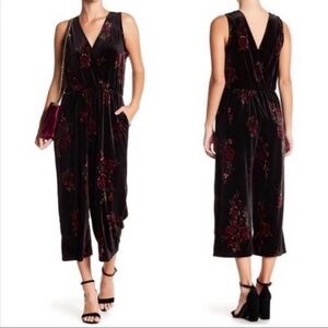 Nordstrom Love on a Hanger Velvet Black Floral Jumpsuit